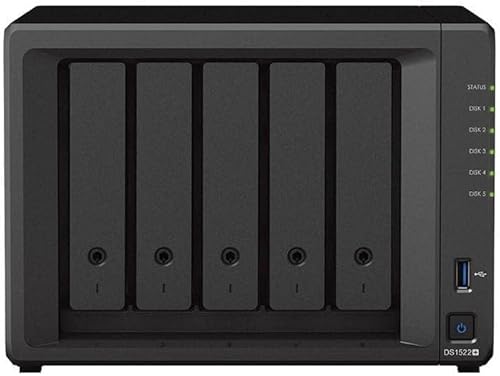 Synology DS1522+ 70TB 5 Bay Desktop NAS-Lösung, installiert mit 5 x 14 TB Western Digital Red Plus Laufwerken von Synology