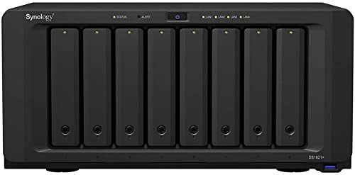 Synology DS1821+ 64 TB 8 Bay Desktop NAS-Lösung, installiert mit 8 x 8 TB Synology HAT5300 Laufwerken von Synology