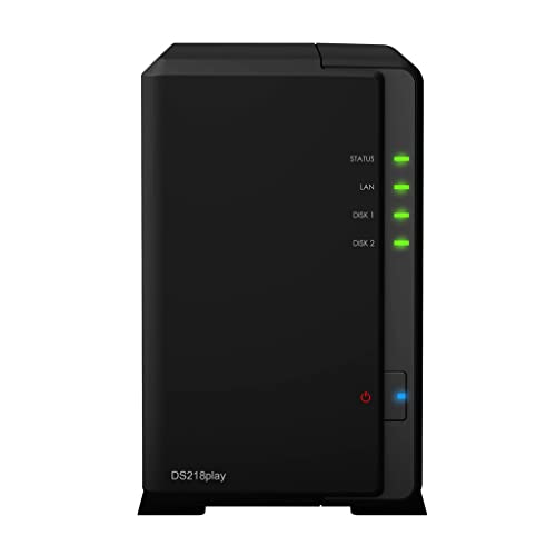 Synology DS218PLAY 6TB 2 Bay NAS Lösung | Eingerichtet mit 2 x 3TB Seagate IrownWolf Fährt von Synology