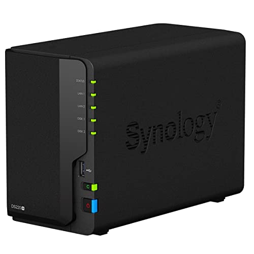 Synology DS220+ 20TB 2 Bay Desktop NAS System, installiert mit 2 x 10TB Western Digital Red Festplatten von Synology