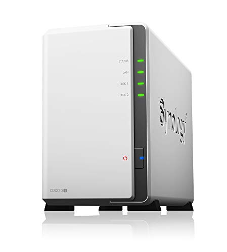 Synology NAS Drive DS220J 4TB - 2 Bay Desktop NAS Enclosure, Installed with 2 x 2TB Seagate IronWolf Drives, IronWolf Health Management & Rescue Data Recovery Services Included von Synology