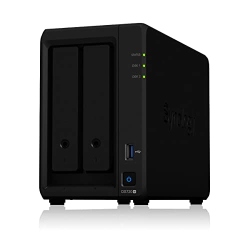 Synology DS720+ 20TB 2 Bay Desktop NAS System, installiert mit 2 x 10TB Seagate IronWolf Festplatten von Synology