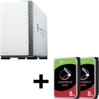 Synology DiskStation DS223J 2 Einschübe NAS-Server Leergehäue + 16TB (2x8TB) Seagate Ironwolf SATA 3.5 HDD Festplatten von Synology