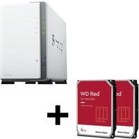 Synology DiskStation DS223J 2 Einschübe NAS-Server Leergehäuse + 8TB (2x4TB) WD Red 40EFPX SATA 3.5" HDD Festplatten von Synology
