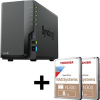 Synology DiskStation DS224+ 2 Einschübe NAS-Server Leergehäuse + 2x Toshiba N300 SATA 3.5" HDD 8TB bulk Festplatte von Synology