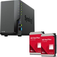 Synology DiskStation DS224+ 2 Einschübe NAS-Server Leergehäuse + 2x WD Red® Plus NAS Festplatte 10 TB, 256MB (20TB) von Synology