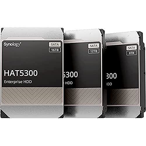 Synology HAT5300 SATA-HDD, 16 TB, 8,9 cm (3,5 Zoll), 7200 U min, für 24 7 Umgebungen HAT5300-16T Silber 16TB von Synology