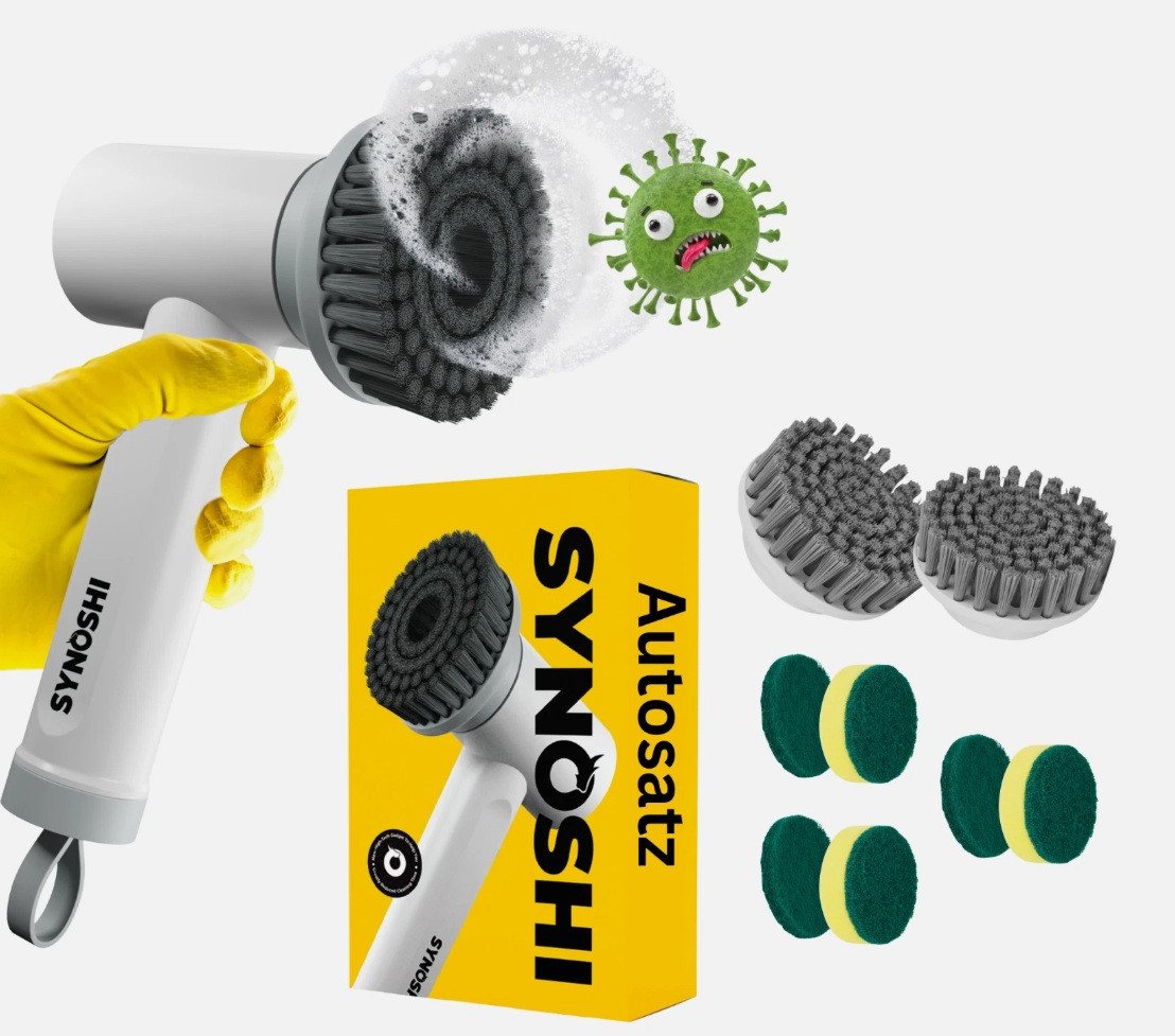 Synoshi Reinigungsbürsten-Set SYNOSHI Power Spin Scrubber – Elektr. Reinigungsbürste mit 3 Aufsätzen von Synoshi