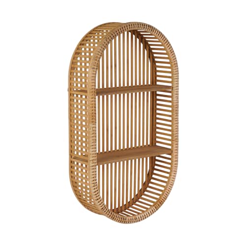 Synovana Rattan-Wandregal – 3-stöckiges Boho-ovales schwebendes Regal, Handarbeit, Hängeregale für Badezimmer, Wohnzimmer, Wanddekoration, 41 x 72,5 cm von Synovana