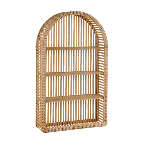 Synovana Rattan Wandregal - 4 Etagen Boho Bogen Hängeregale Handwerk Schweberegal für Badezimmer Wohnzimmer Wanddekoration 47,5 cm x 80 cm Synovana Rattan Wandregal - 4 Etagen Boho Bogen Hängeregale Handwerk Schweberegal für Badezimmer Wohnzimmer Wanddekoration 47,5 cm x 80 cm von Synovana