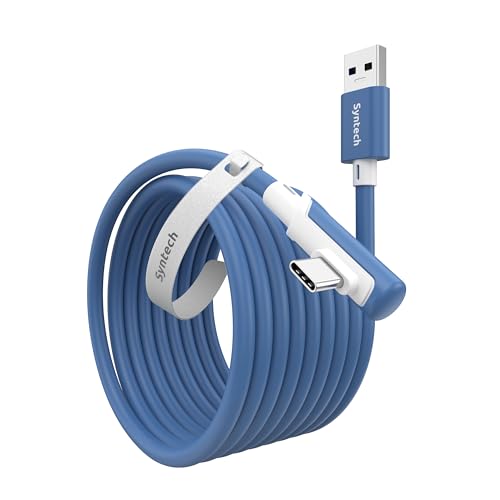 Syntech Link Kabel 5m Kompatibel mit Meta Oculus Quest 3/Quest2/1/Quest Pro und Pico 4/PC Steam VR Zubehör, High Speed PC Datenübertragung, USB 3.0 zu USB C Kabel für VR Headset und Gaming PC, Blau von Syntech