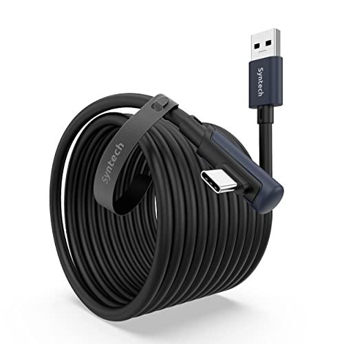 Syntech Link Kabel 6M/20FT Kompatibel mit Quest 3/2/Pro und Pico4/Pro Zubehör und PC/Steam VR, High Speed PC Datenübertragung, USB 3.0 zu USB C Kabel für VR Headset und Gaming PC, Schwarz von Syntech