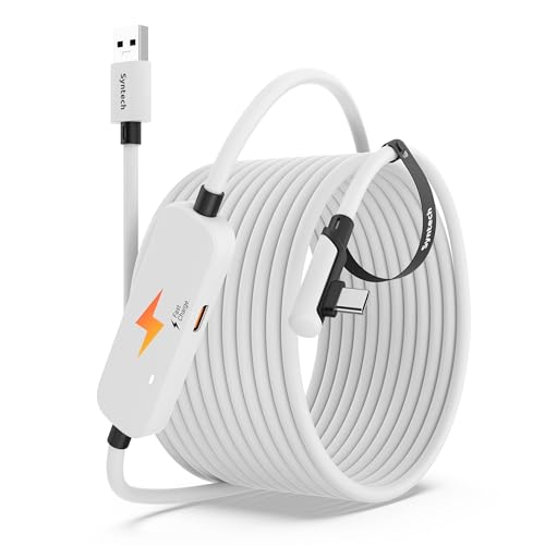 Syntech Link Kabel mit Ladefunktion 6M Kompatibel mit Oculus/Meta Quest 3/3S Zubehör, Quest2/Pro Link Kabel für PC/SteamVR mit erweitertem Ladeport, USB 3.0 A zu C VR Ladekabel von Syntech