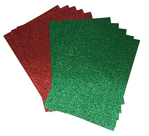 20 x A4 Glitter Card Grüne und ROTE Sparkly Soft Touch Non Shed 250 g/m² Weihnachtskarte 10 Blatt pro Stück von Syntego