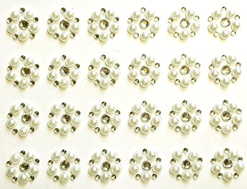 48 x, selbstklebend, rund, ivory pearl und Diamant Blume Verzierung Acryl Strass Cluster Kristalle Stick auf Gems von Syntego