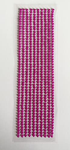 500 x selbstklebende Perlen, 3 mm, flache Rückseite, runde Perlen, Streifen, Verzierungen (Fuchsia Pink) von Syntego