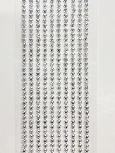 500 x Selbstklebende Perlen Edelsteine ​​3 mm Mini Flache Rückseite runde Perlen Perlen Streifen Verzierungen (metallisches Silber) von Syntego