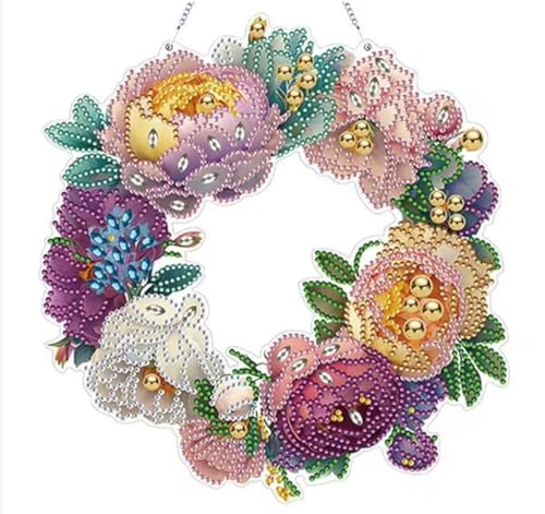 5D DIY Lila Blumenkranz Hängen Diamantmalerei Kit Kristall Strass Ca. 25cm x 25cm Acryl Dekoration 5D DIY Lila Blumenkranz Hängen Diamantmalerei Kit Kristall Strass Ca. 25cm x 25cm Acryl Dekoration von Syntego
