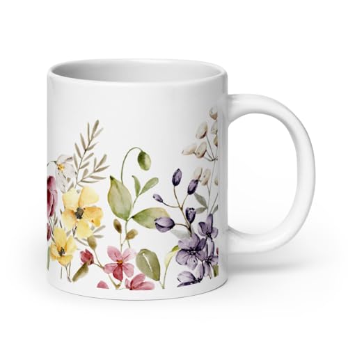 Boho Floral Coffee Mug – Aesthetic Ceramic Mug for Tea or Coffee – Pastel Flower Design – Cute Cottagecore Drinkware for Her Boho Floral Coffee Mug – Aesthetic Ceramic Mug for Tea or Coffee – Pastel Flower Design – Cute Cottagecore Drinkware for Her von Syntego