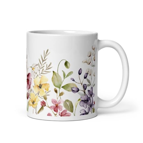 Boho Floral Coffee Mug – Aesthetic Ceramic Mug for Tea or Coffee – Pastel Flower Design – Cute Cottagecore Drinkware for Her Boho Floral Coffee Mug – Aesthetic Ceramic Mug for Tea or Coffee – Pastel Flower Design – Cute Cottagecore Drinkware for Her von Syntego