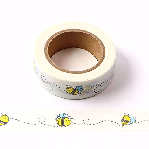 Happy Little Honey Bee Washi-Klebeband, 15 mm x 10 m, Weiß von Syntego