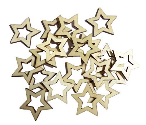 Rustikale Sternformen aus Holz, Bastelverzierungen zum Basteln, Dekoration, 50 Stück von Syntego