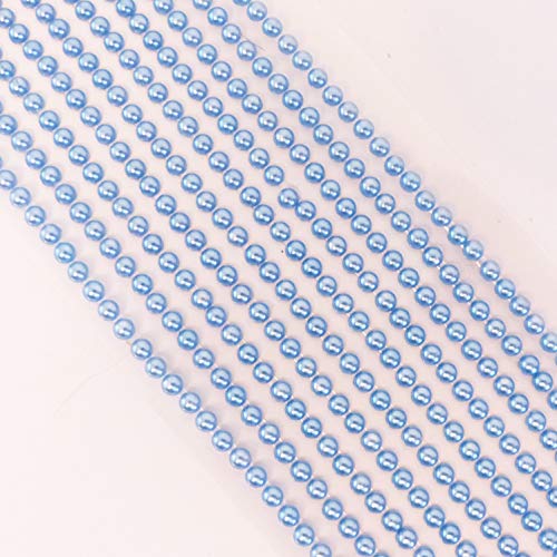 Selbstklebende Perlen, 3 mm, Blau, Mini-Perlen, flache Rückseite, runde Perlen, Streifen, Verzierung (1000 Stück) von Syntego