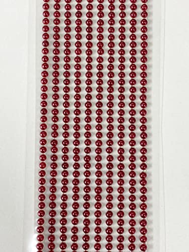 Selbstklebende Perlen, 3 mm, Mini-Perlen, flache Rückseite, 500 Stück (Königsrot) von Syntego