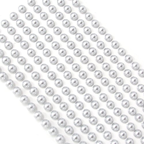 Selbstklebende Perlen Gems Silber 3?mm Mini Flacher Unterseite rund Perlen Beads Streifen Verzierung - 1000 von Syntego