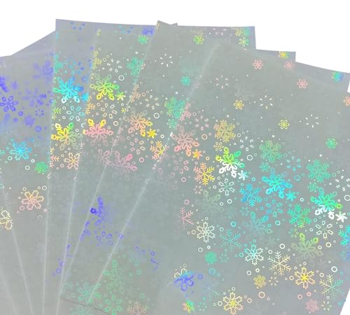 Selbstklebende transparente holografische Vinyl-Overlay-Blätter, Aufkleber, Schneeflocke, 10 von Syntego