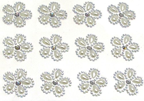 Syntego 24 x Selbstklebende Blumen Perlen und ab mit Verzierung mit Gems von Syntego