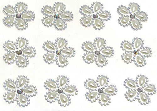 24 x selbstklebende Blumenperlen- und AB-Diamant-Verzierungsaufkleber, Acrylkristalle, Strasssteine zum Aufkleben von Syntego