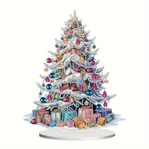Syntego 5D DIY Weihnachtsbaum mit Geschenken Diamantmalerei Set Kristall Strass Acryl Tischdekoration (Weihnachtsbaum 1) von Syntego
