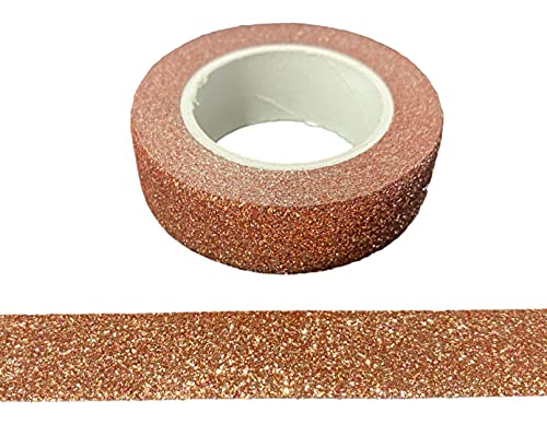 Syntego Glitter Washi Tape Decorative Craft Self Adhesive Stick On Sticky Glitter Trim (Dark Rose Gold) von Syntego