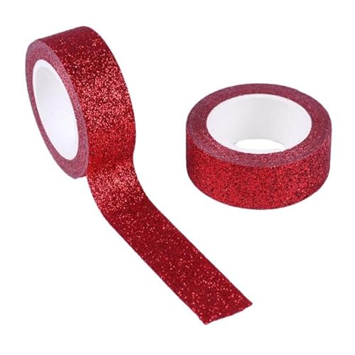 Syntego Glitter Washi Tape Decorative Craft Self Adhesive Stick On Sticky Glitter Trim (Red) von Syntego