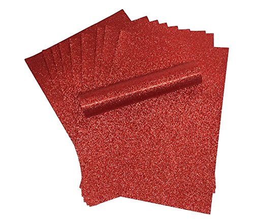 Syntego Glitzerpapier Glitzernd, Weiche Berührung, Nicht fusselnd Dick 150 g/m²/40 lb Papier, 10 Blatt (Rot, A4) von Syntego