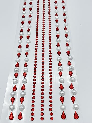 Syntego Selbstklebende Acryl-Edelsteine und Perlen in Tropfenform, 26 cm, Rot von Syntego