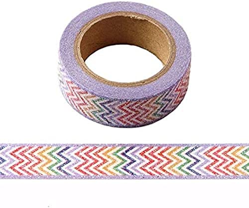 Syntego Washi-Klebeband, mehrfarbig, Regenbogen-Glitzer, selbstklebend, 15 mm x 3 m von Syntego