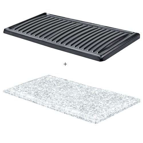 Syntrox 2er Platten-Set für Raclette Gent | Grillplatten | Steinplatte, Einfache Reinigung, Raclette-Zubehör, Natursteinplatten, für genussvolle Abende von Syntrox Germany