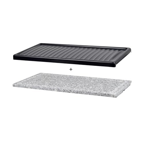 Syntrox 2er Platten-Set für Raclette Sitten | Grillplatten | Steinplatte, für Gourmet-Abende, Raclette-Erweiterungsset, Naturstein, einfache Reinigung von Syntrox Germany
