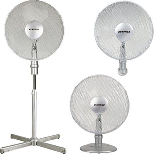 Syntrox 3in1 Standventilator | Tischventilator | Wandventilator Zelixa | Wandlüfter, Höhe 122 cm, maximale Luftzirkulation, 80 Grad Schwingung (Silber) von Syntrox Germany