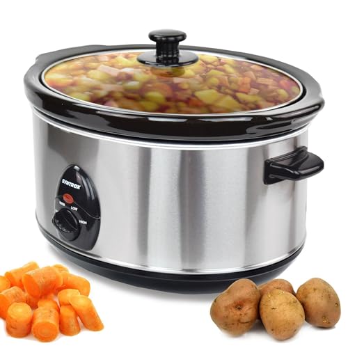 Syntrox 4,5 l Slow Cooker | Schmortopf | Schongarer | Multikocher Delixas, Keramik Servierschüssel, Geschirrspüler geeignet, Mikrowellengeeignet, rutschsichere Standfüße von Syntrox Germany