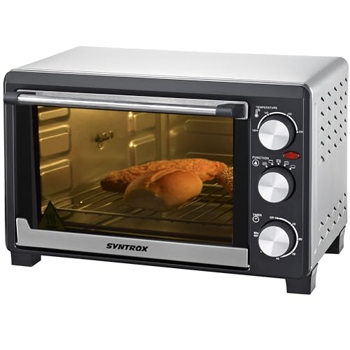 Syntrox Germany 18 l Kleiner Mini Backofen Bokabu | Miniofen | Pizzaofen | Pizzabackofen, 1200 Watt, mit Timer, inklusive Zubehör, max. 230 Grad, mit Umluft von Syntrox Germany