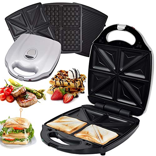 Syntrox Germany 3 in 1 XXL Maker ZN-2000W Multimaker Sandwichmaker + Waffeleisen + Kontaktgrill mit 3 Wechselplatten von Syntrox Germany