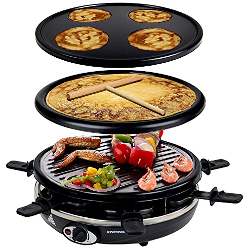Syntrox Germany 4 in 1 Raclette Pancakemaker Grill Crepemaker für 6 Personen RAC-1200W-Basel von Syntrox Germany