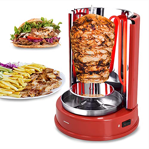 Syntrox Germany Dönergrill RO-1400W-R-Asturien Gyrosgrill Schaschlikgrill Rotisserie Hähnchengrill Tischgrill Schaschlikspieße Vertikalgrill von Syntrox Germany