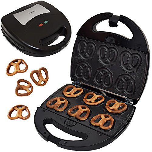 Syntrox Germany Mini Brezel Maker Chefmaker SM-1300W Mini Soft Pretzel mit herausnehmbaren Backplatten von Syntrox Germany