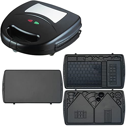 Syntrox Germany SM-1300W-Gingerbread Maker für Lebkuchenhäuser - mit 3 antihaftbeschichteten Wechselplatten von Syntrox Germany