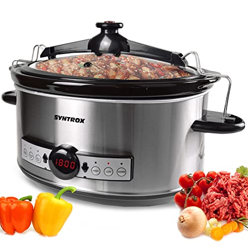 Syntrox Germany Slow Cooker Schongarer 6,5L mit Timer und Warmhaltefunktion - Leistung 320 Watt von Syntrox Germany