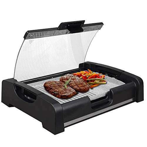 Syntrox Germany TG-1650W elektrischer Tischgrill mit Keramik Grillplatte Elektrogrill BBQ Grill Barbecue mit Glasdeckel von Syntrox Germany